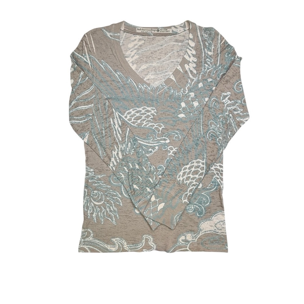 Soft Surroundings Women Waffle Knit Thermal Long Sleeve Blue Peacock Large - Picture 2 of 8